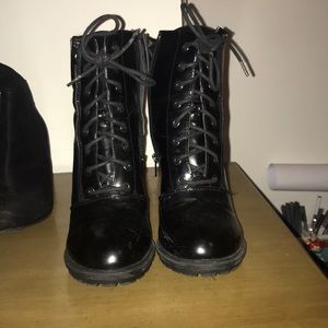 Black heels combat boot